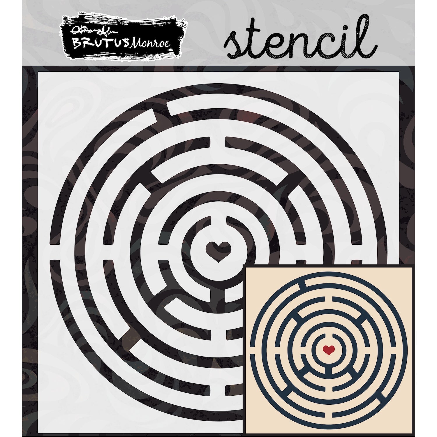 Brutus Monroe Heart Maze Mixed Media Stencil bru7431