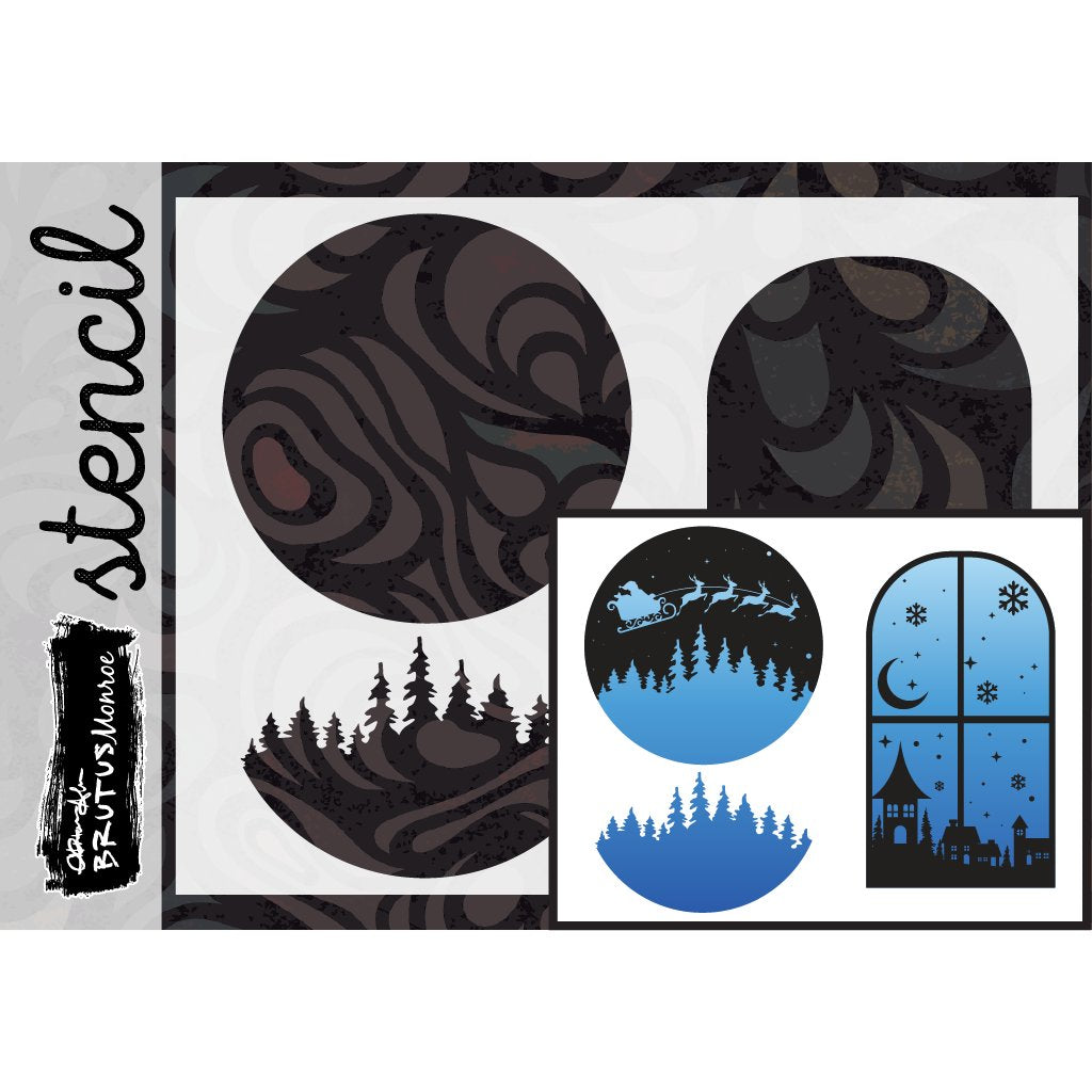 Brutus Monroe Holiday Silhouettes Coordinating A2 Stencil bru3834-2