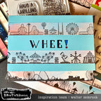 Brutus Monroe Joey's Type Clear Stamp Set bru8437 rollercoaster background blue striped whee card walter zemrock