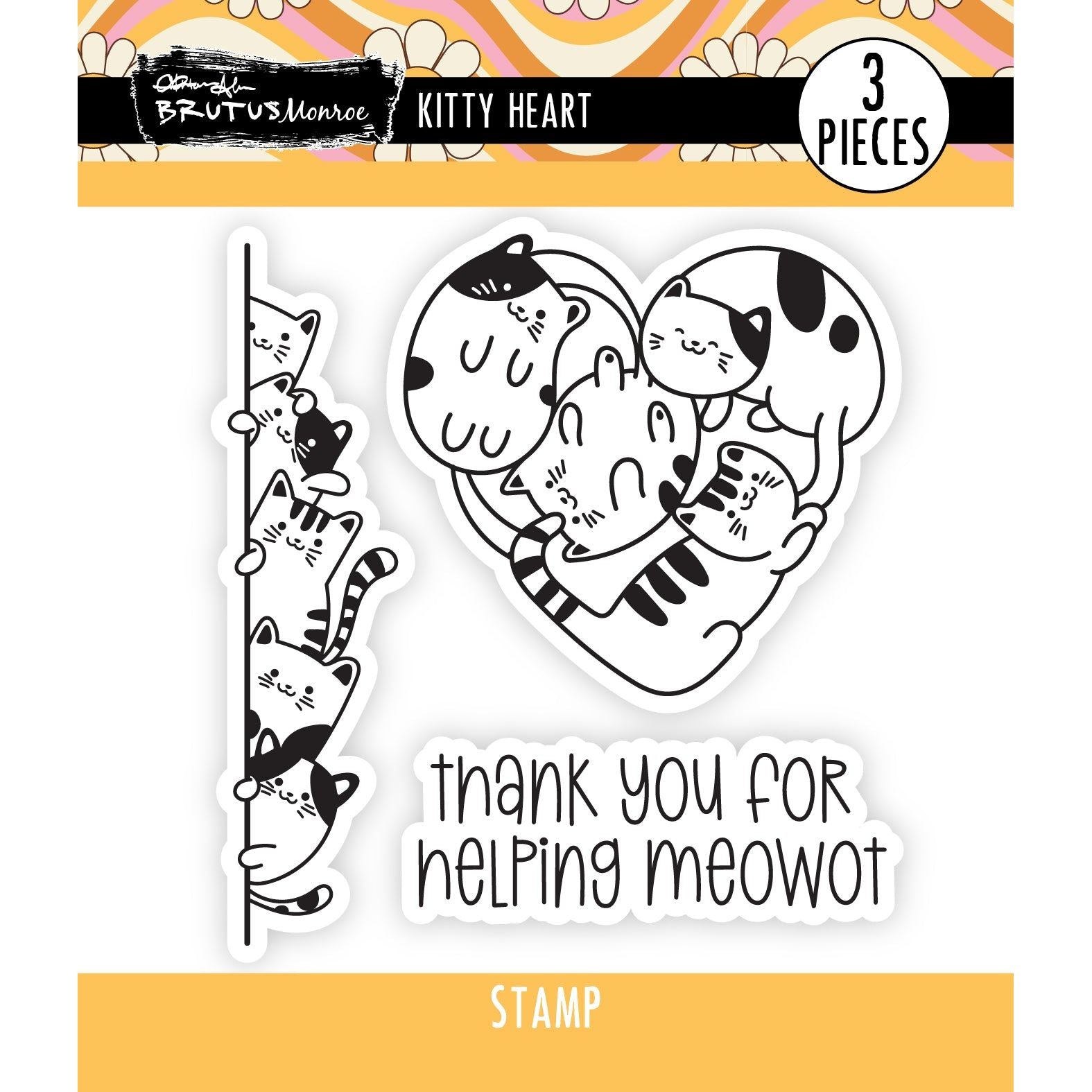 Brutus Monroe Kitty Heart Clear Stamps bru8228