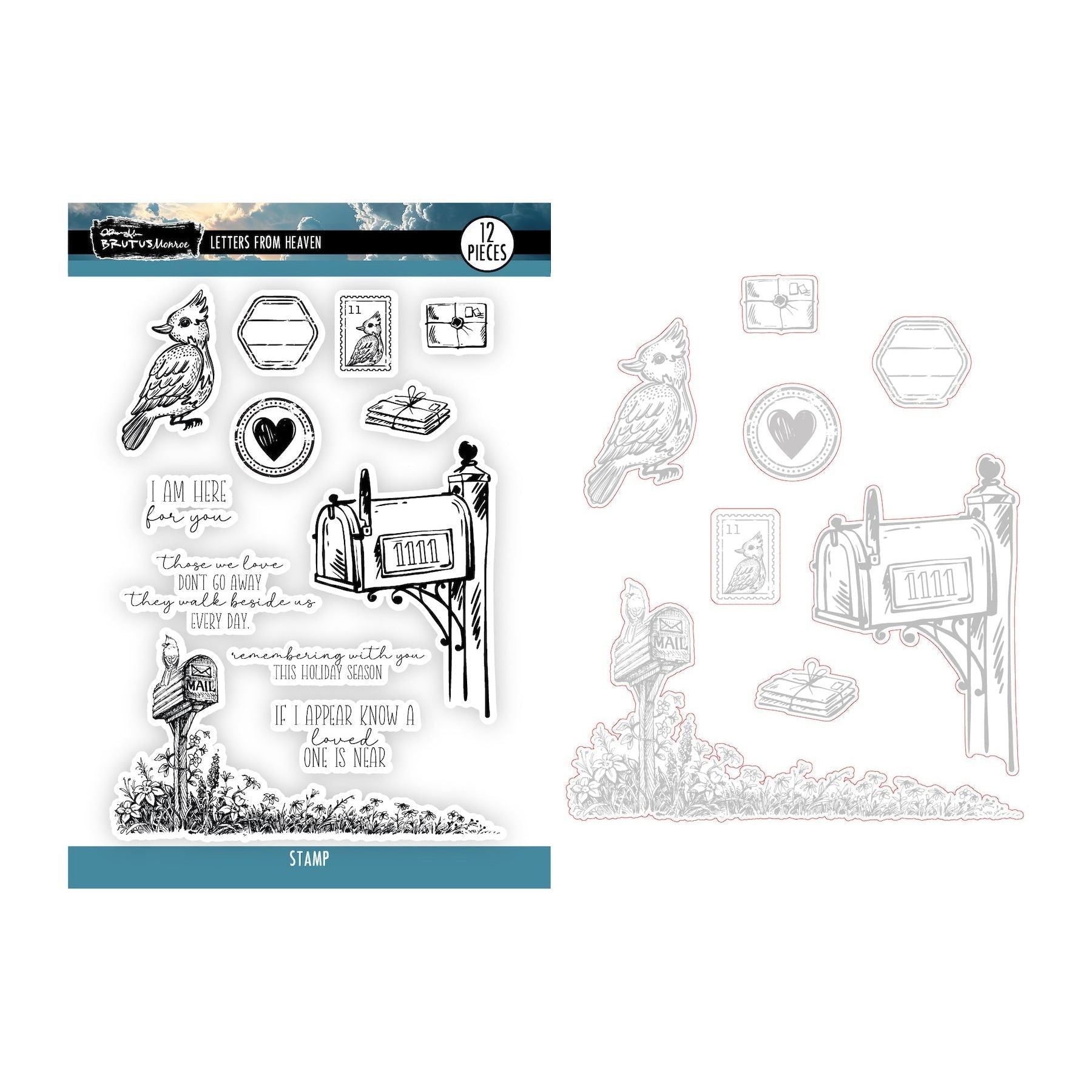 Brutus Monroe Letters From Heaven Stamp and Die Set bru0167