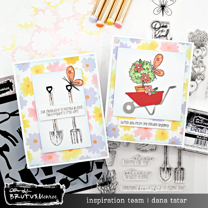 Brutus Monroe Life in the Garden Clear Stamps bru8096 orange butterflies