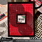 Brutus Monroe Linear Zen Acetate Sheets bru7064 black lines pink flower red background you make me smile card