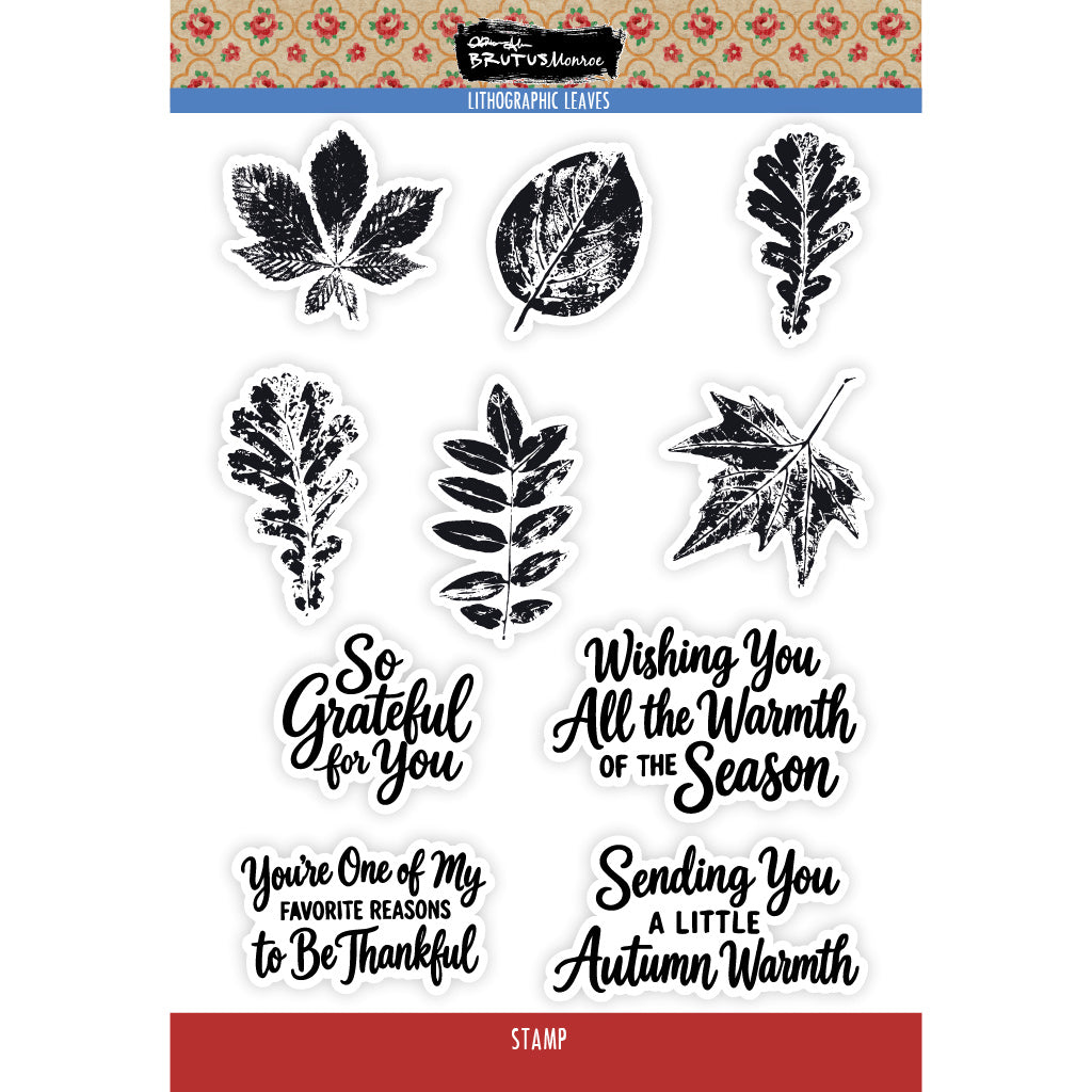 Brutus Monroe Lithographic Leaves Clear Stamp Set bru6362-2