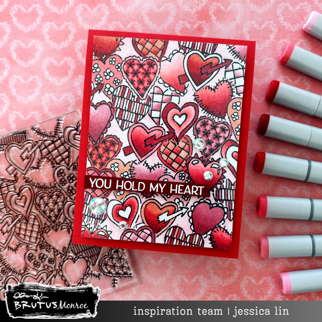 Brutus Monroe Lots of Heart Clear Stamp Set bru2773 hearts with designs