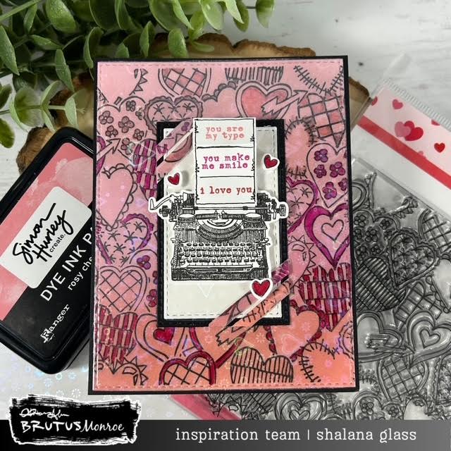 Brutus Monroe Lots of Heart Clear Stamp Set bru2773 typewriter 