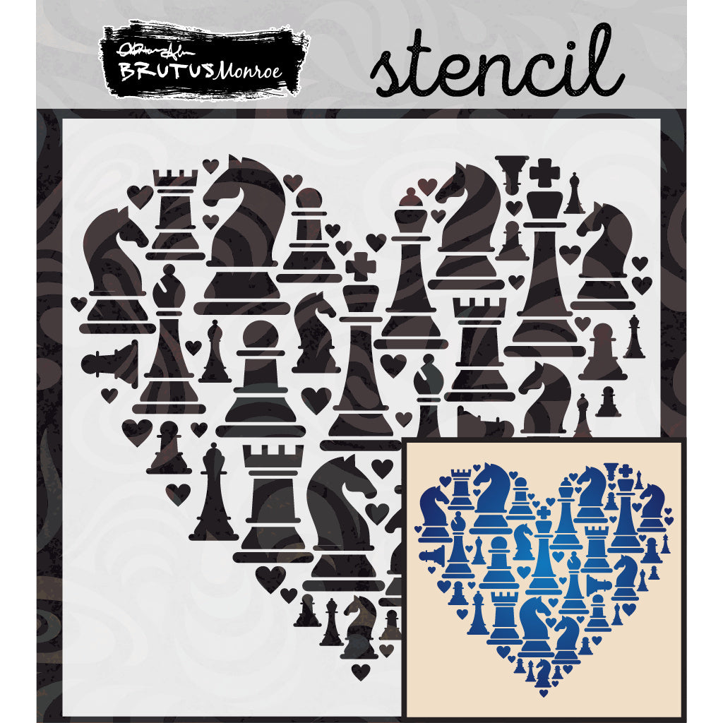 Brutus Monroe Love Chess Mixed Media Stencil bru7452-2