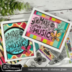 Brutus Monroe Make Music Clear Stamp Set bru4536-2 cartoon butterflies colorful background music card
