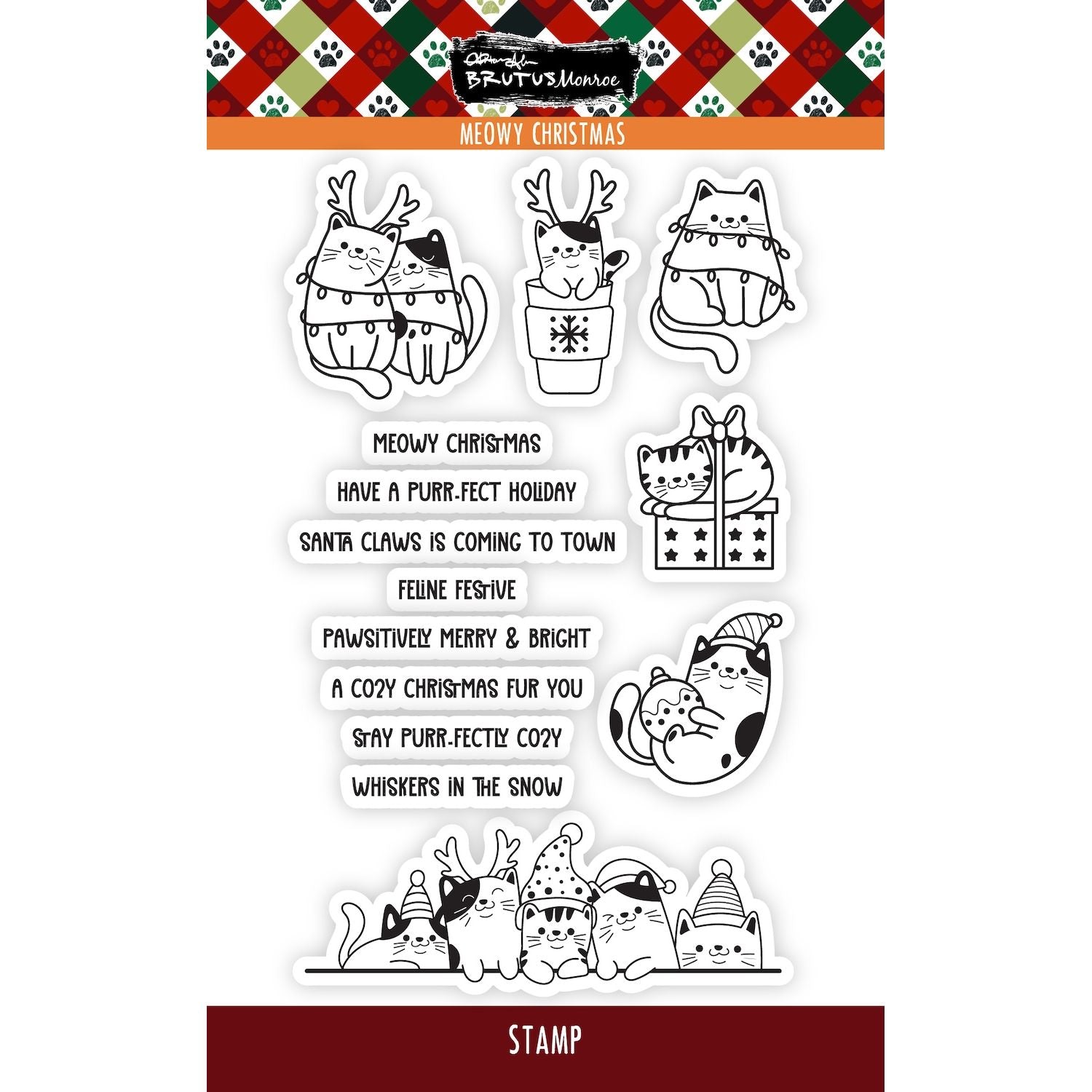 Brutus Monroe Meowy Christmas Clear Stamps bru4640
