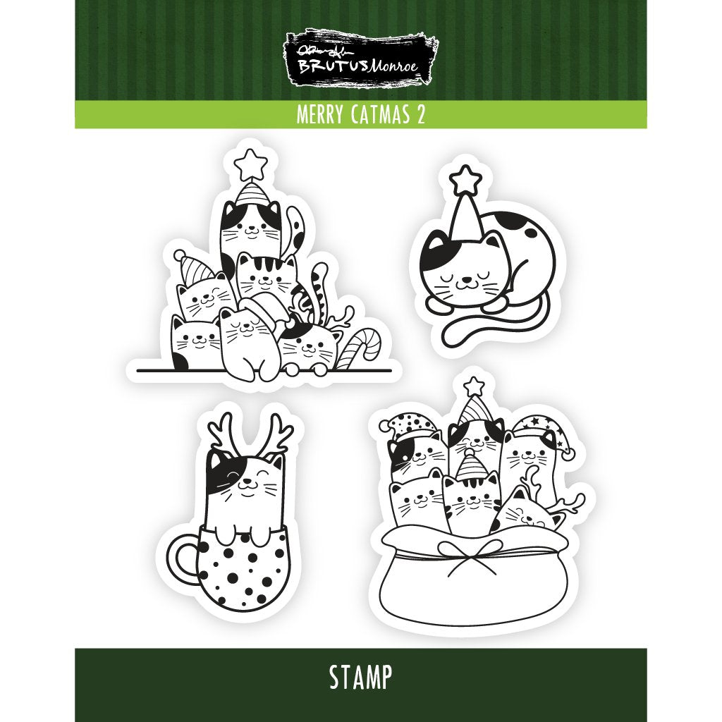 Brutus Monroe Merry Catmas 2 Clear Stamp Set bru3543
