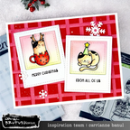 Brutus Monroe Merry Catmas 2 Clear Stamp Set bru3543 cat in red cup green party hat snowflakes merry christmas card carrianne banul