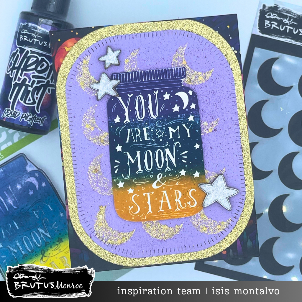 Brutus Monroe Moon and Stars Clear Stamp bru0714 moon