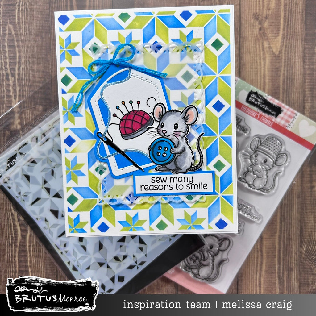 Brutus Monroe Mosaic Stitches A2 Layering Stencils bru1654 mouse
