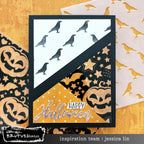 Brutus Monroe Nevermore Mixed Media 6x6 Stencil bru3078 crows pumpkin stars halloween card jessica lin