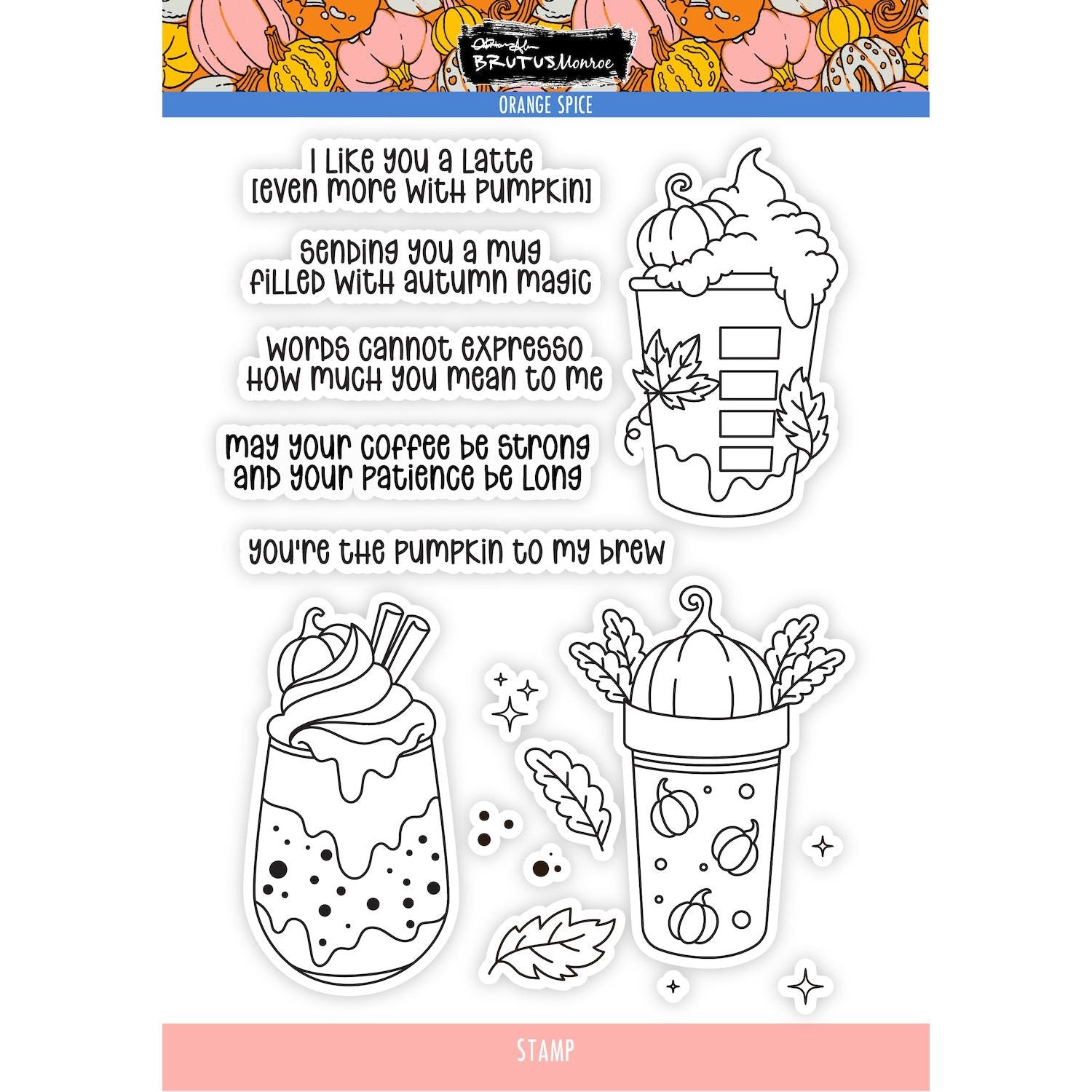 Brutus Monroe Orange Spice Clear Stamp Set bru9673