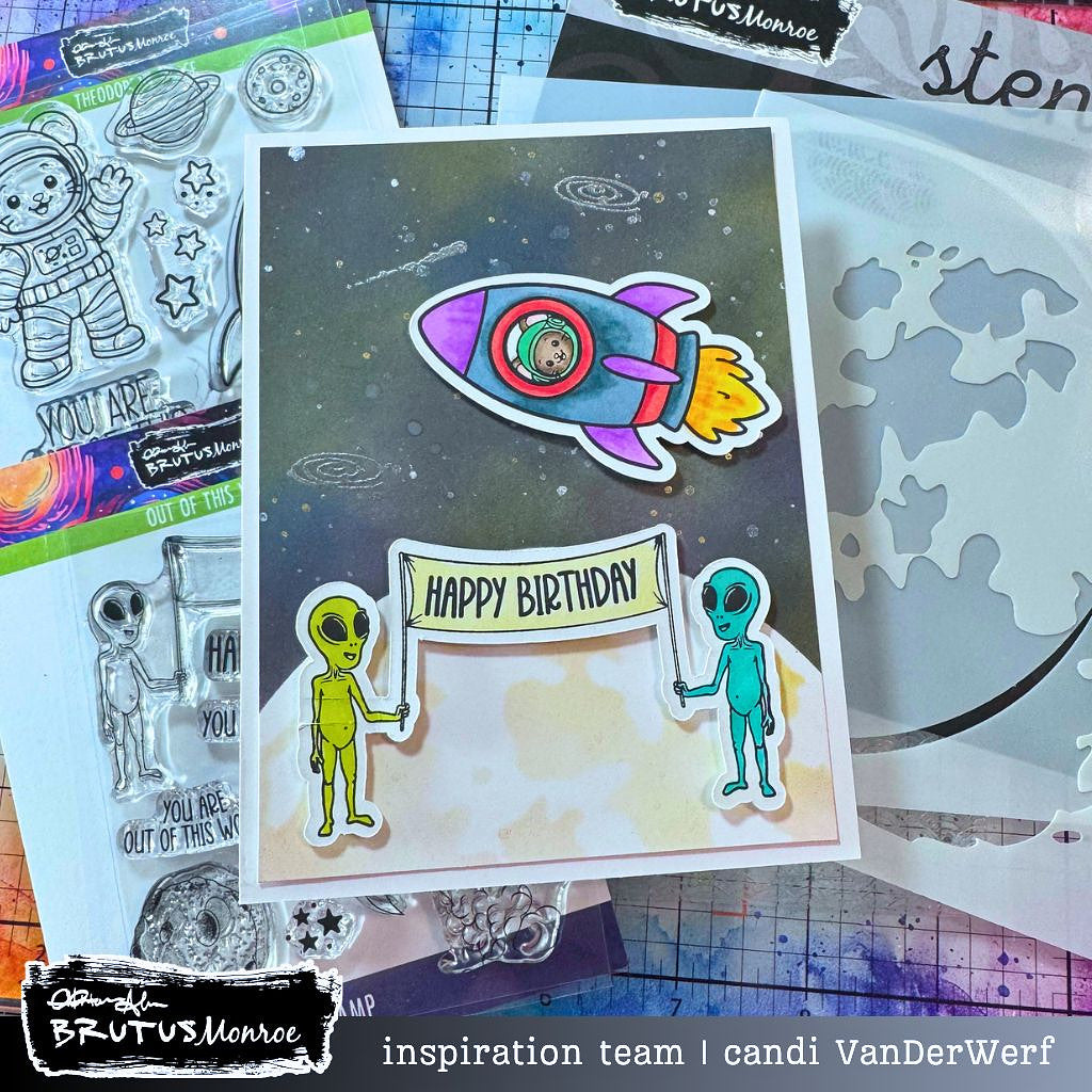 Brutus Monroe Out of This World 4x4 Clear Stamp Set bru1670 aliens