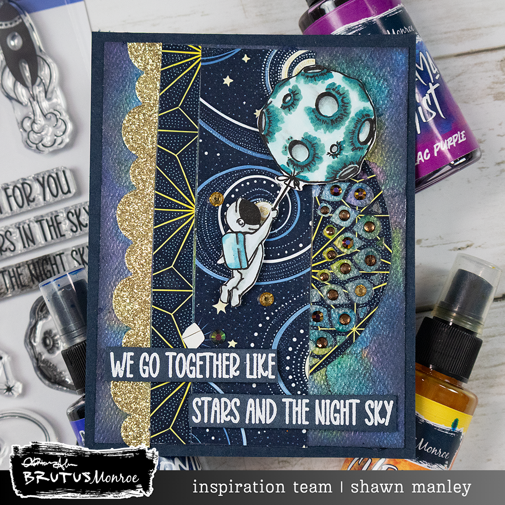 Brutus Monroe Over the Moon 6x8 Clear Stamp Set bru2691 meteor 
