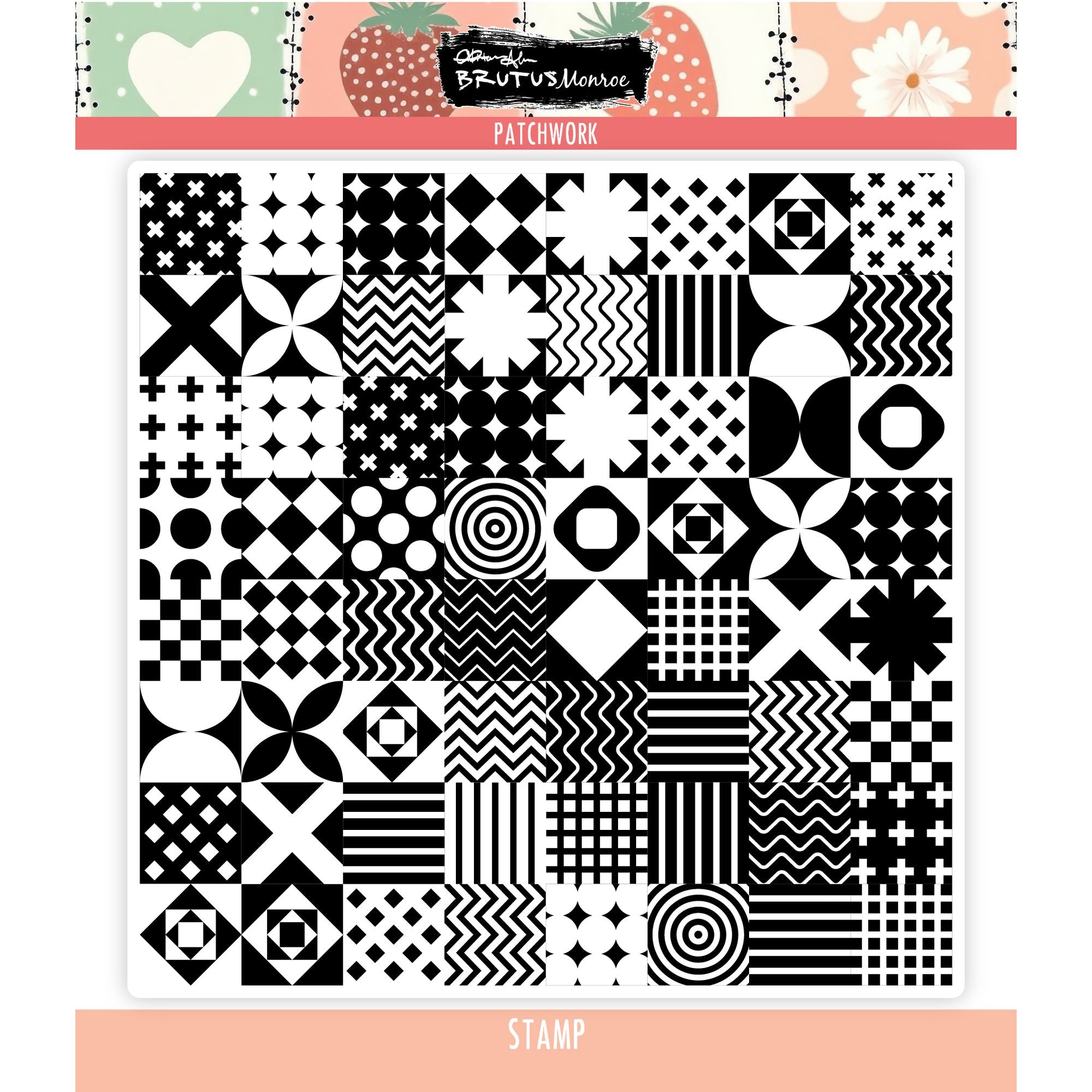 Brutus Monroe Patchwork Clear Stamp bru0686