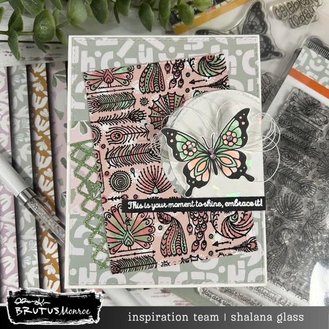 Brutus Monroe Peacock Dance Clear Stamps bru6445 butterfly
