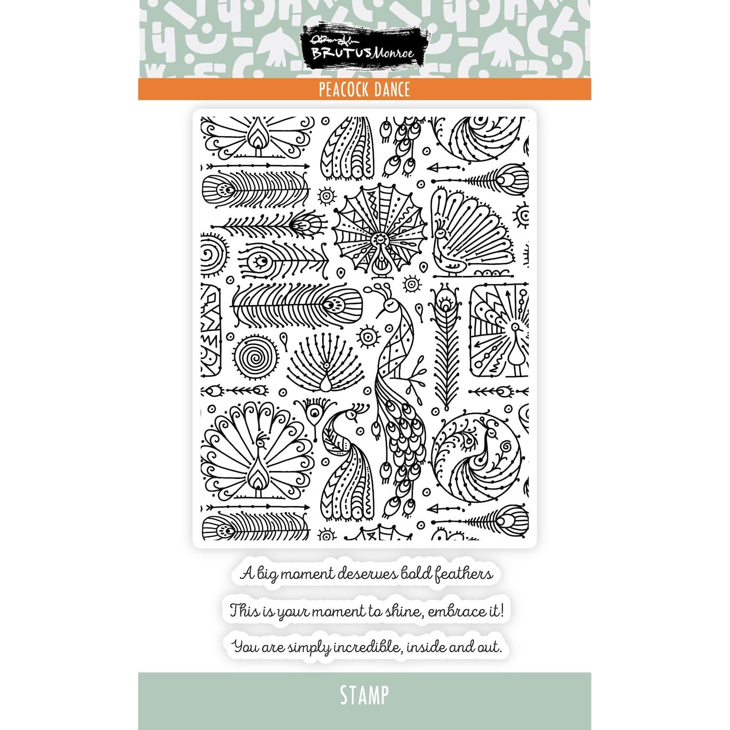 Brutus Monroe Peacock Dance Clear Stamps bru6445 peacock