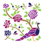 Brutus Monroe Peacock Floral Stencil bru5157 layering guide1