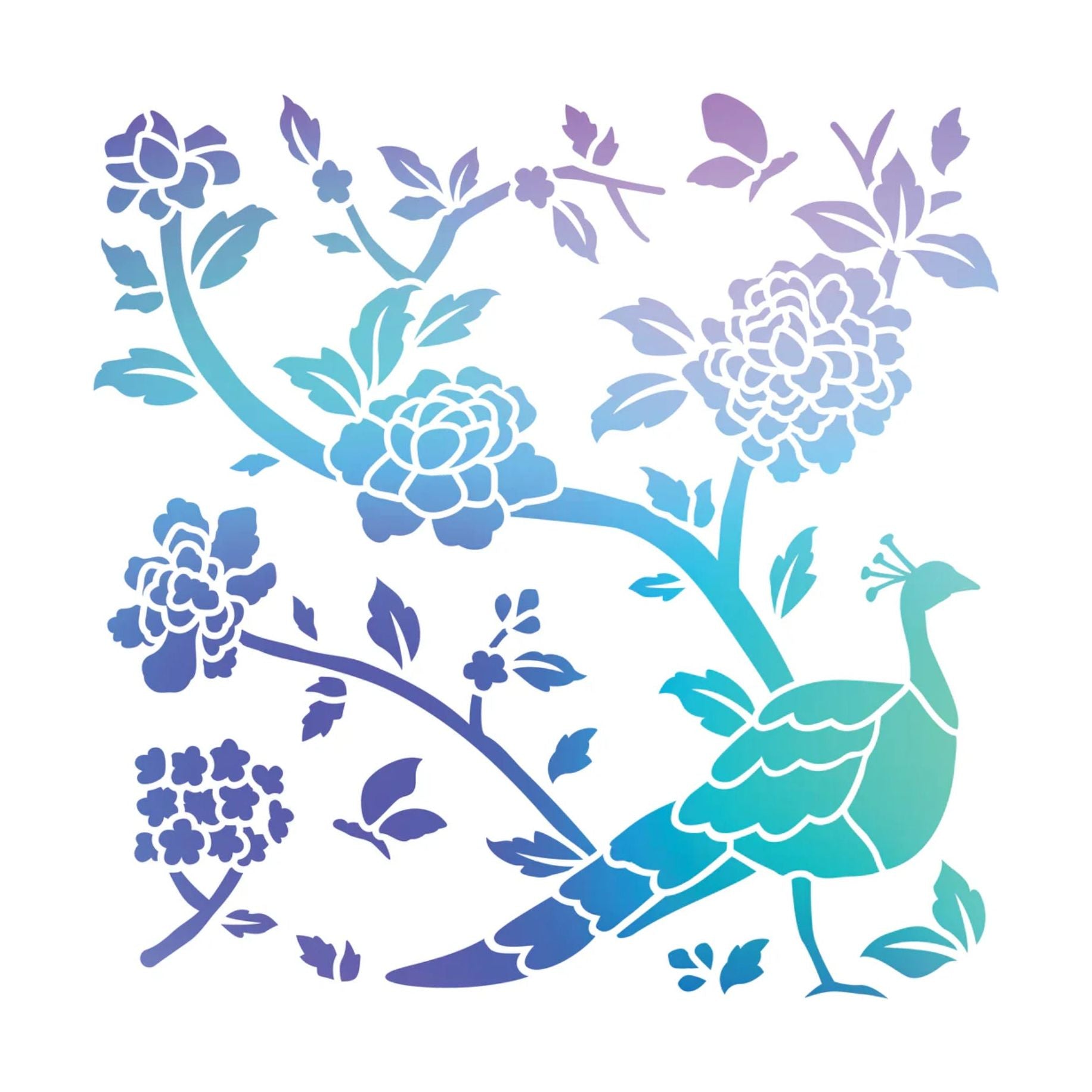 Brutus Monroe Peacock Floral Stencil bru5157 layering guide2