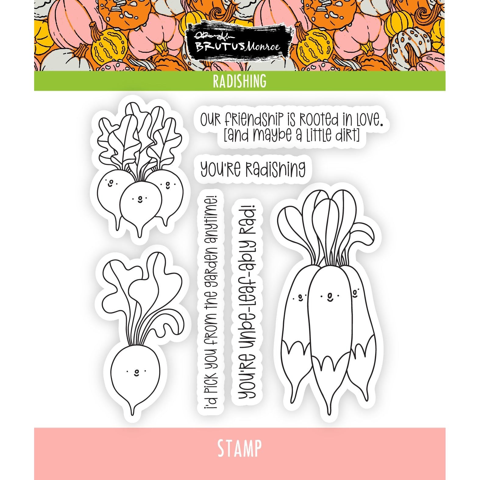 Brutus Monroe Radishing Clear Stamp Set bru8686