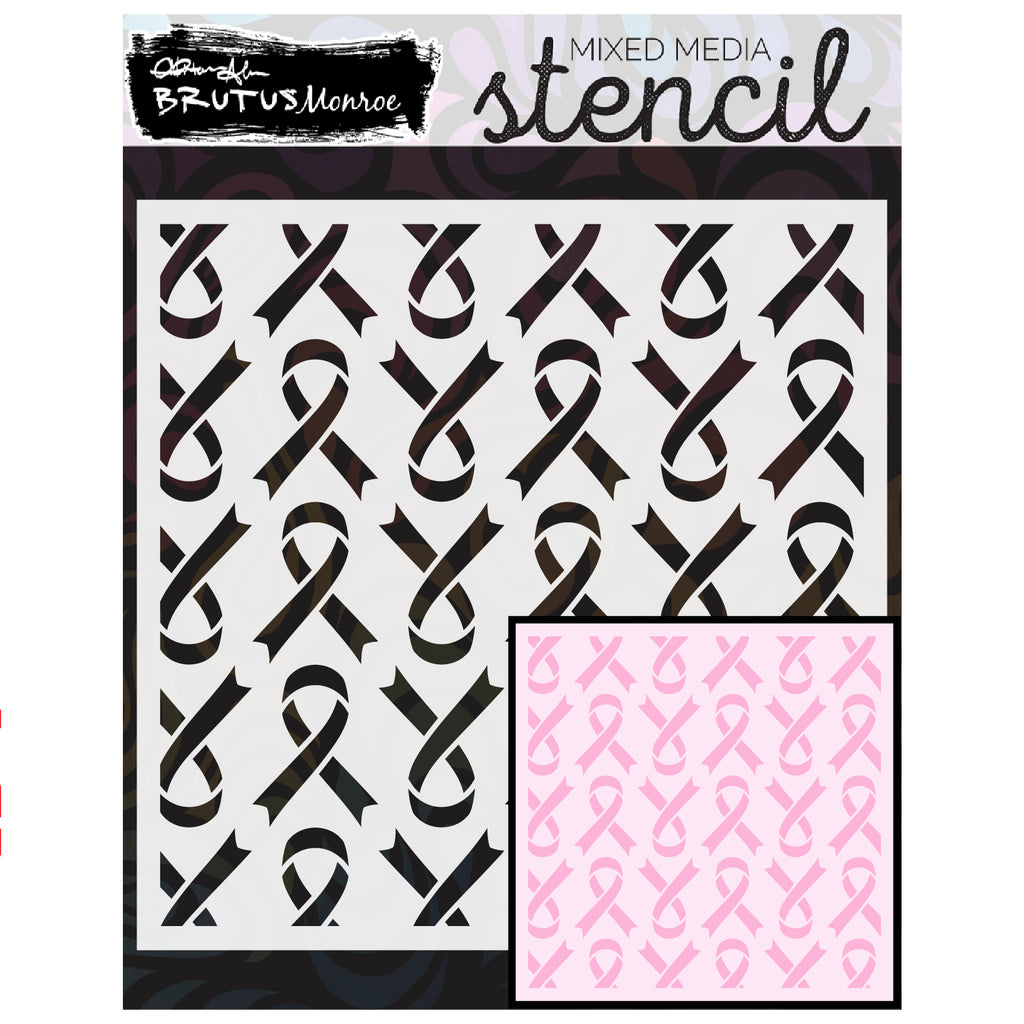 Brutus Monroe Ribbons 6x6 Mixed Media Stencil bru6362