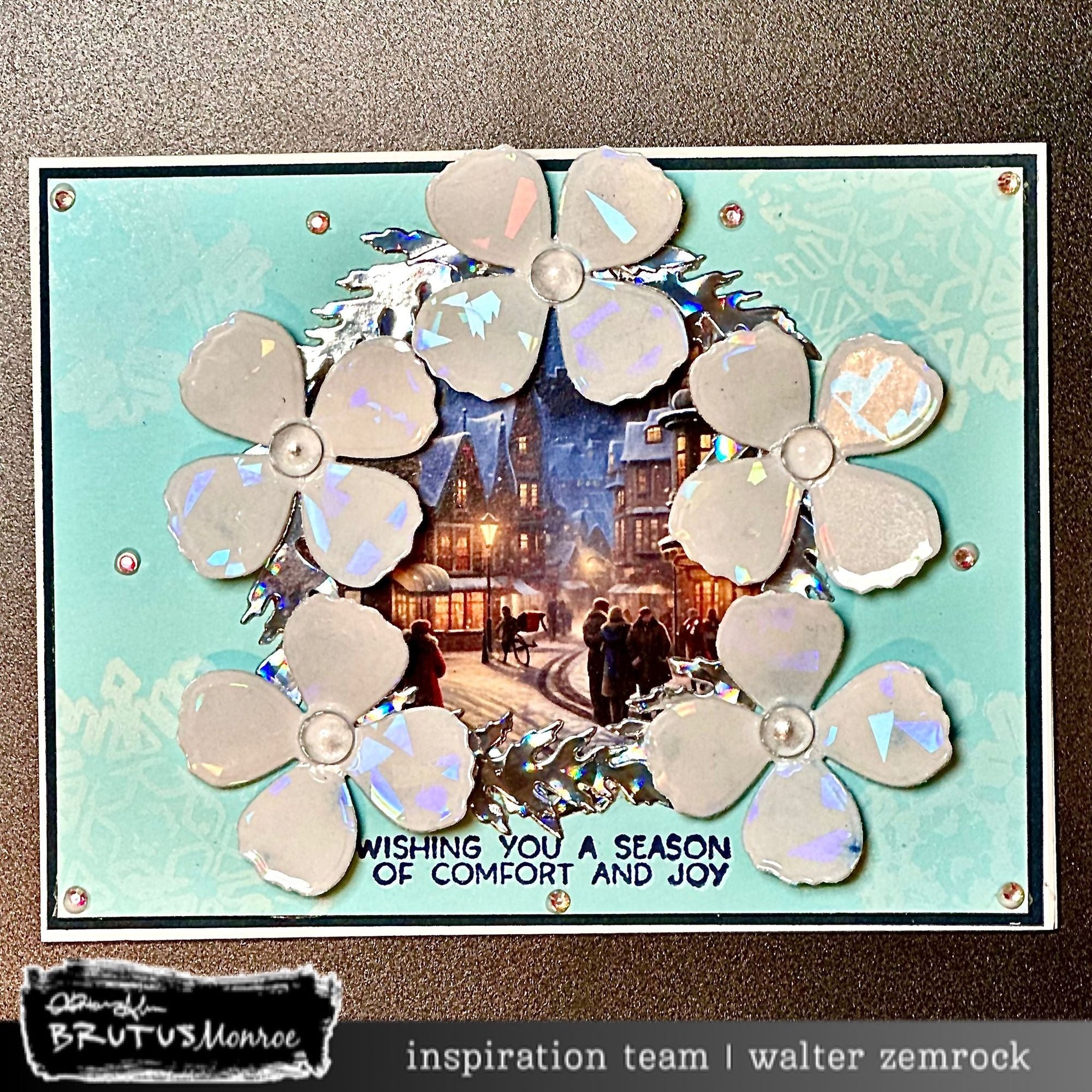 Brutus Monroe Shattered Sparkle Overlay Adhesive Sheets bru0598 flower