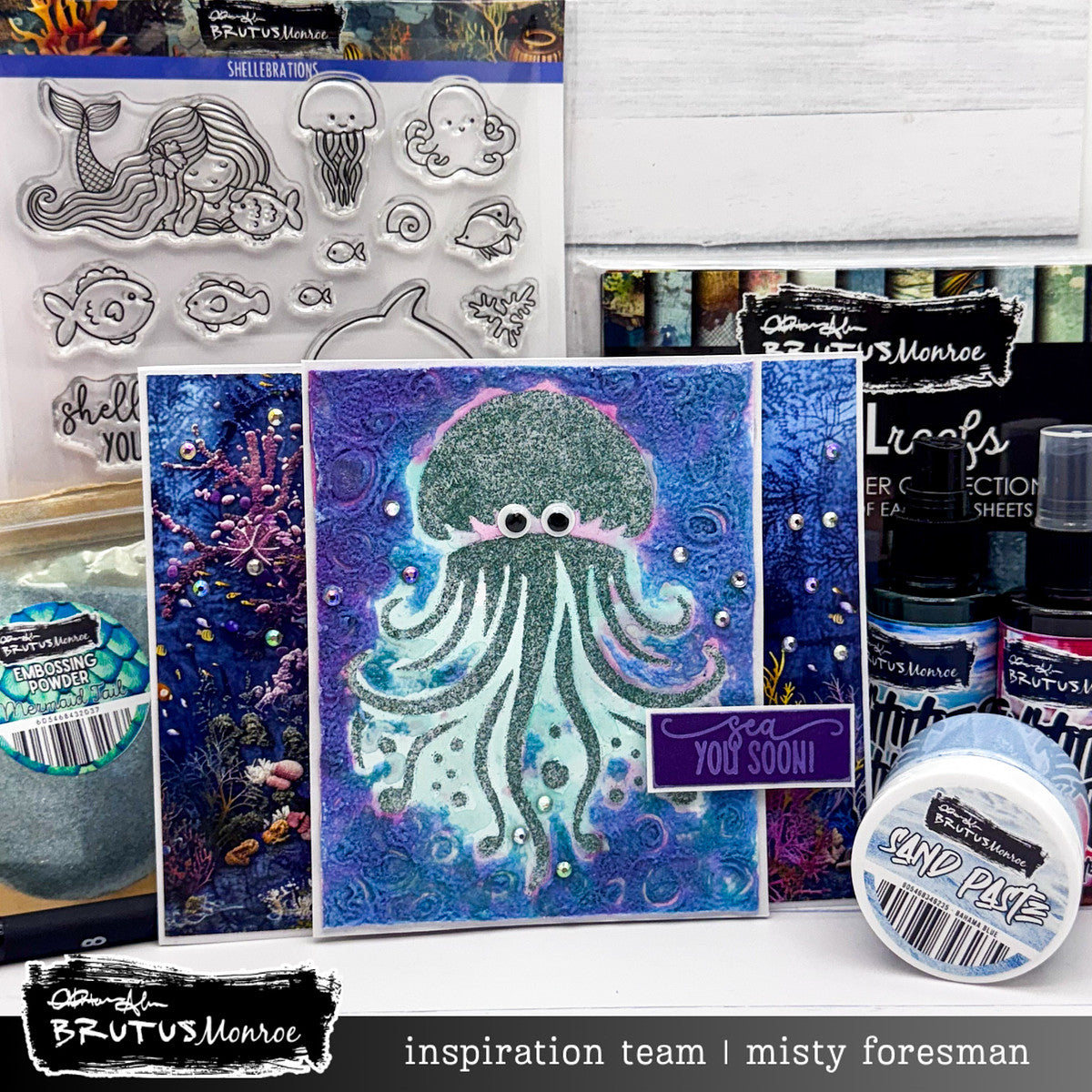 Brutus Monroe Shellebrations Clear Stamps bru0220 squid