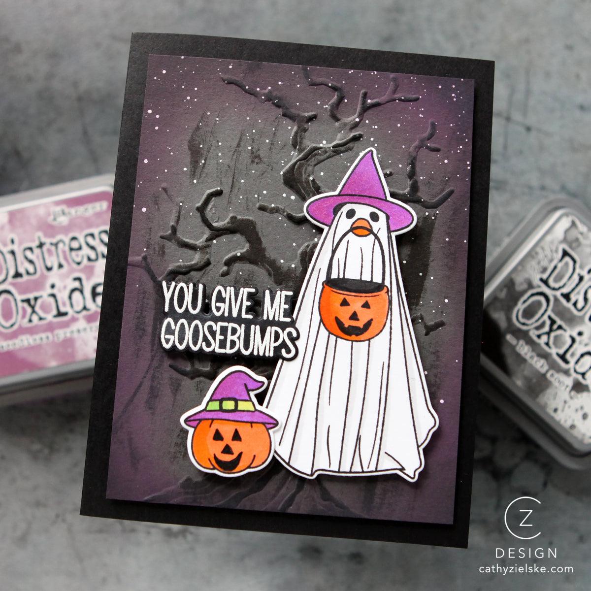 Brutus Monroe Silly Goose STAMPtember Exclusive Stamps and Dies Cathy Zielske Halloween Card