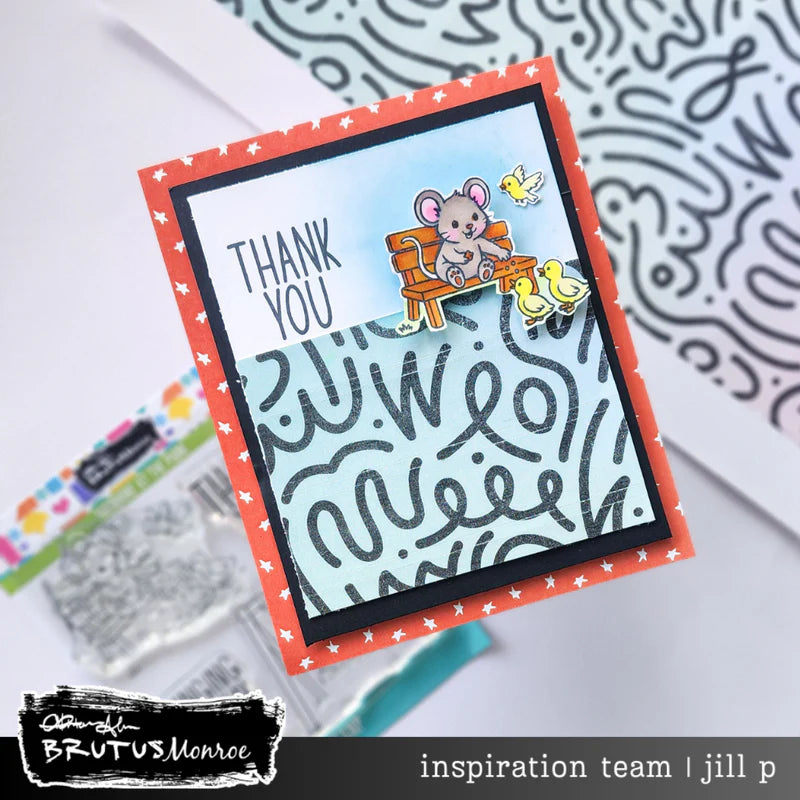 Brutus Monroe Simple Occasions 6x6 Paper Pad bru1104 mouse on bench baby ducks star background thank you card