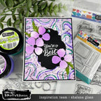 Brutus Monroe Simple Sentimental Clear Stamp Set bru3261 purple flowers black tag you're the best card 