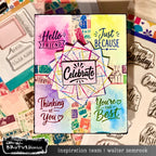 Brutus Monroe Simple Sentimental Clear Stamp Set bru3261 vintage background colored squares just because thinking of you card