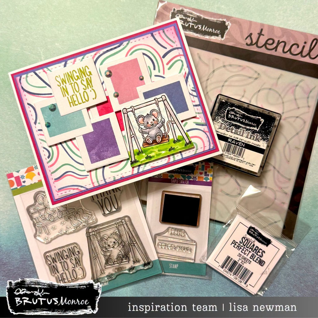 Brutus Monroe Simple Swatch Clear Stamp Set bru8012-2 mouse swing colored squares 