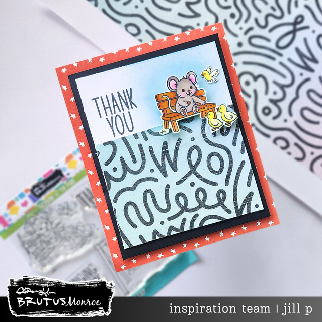 Brutus Monroe Simple Swirls DuoFoil Washi Sheets bru0597 mouse on bench ducks star background thank you card