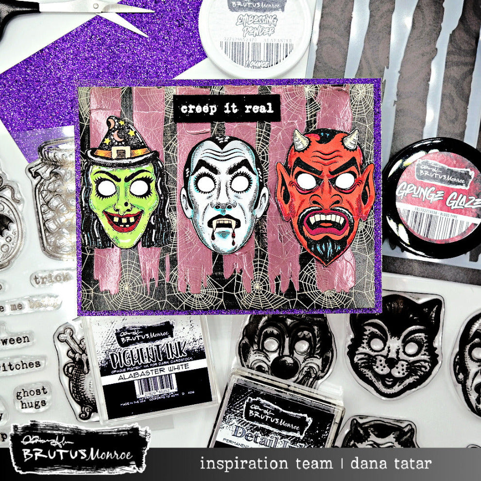 Brutus Monroe Sinister Smiles Clear Stamp Set bru8080 dana tatar devil witch vampire