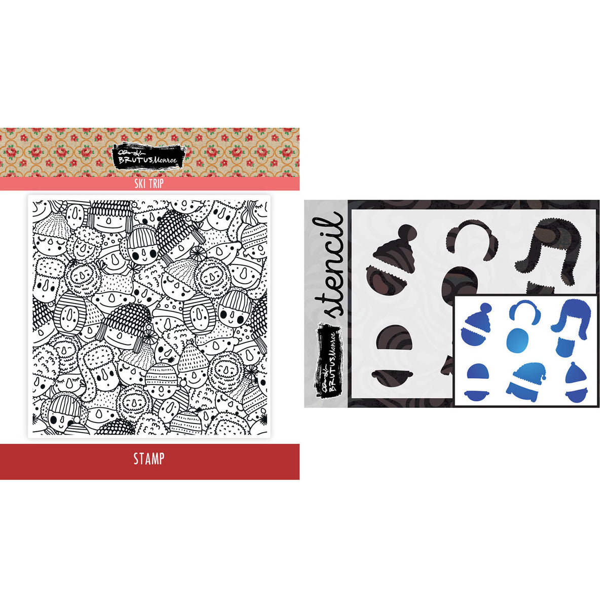 Brutus Monroe Ski Trip Stamp and Stencil Bundle