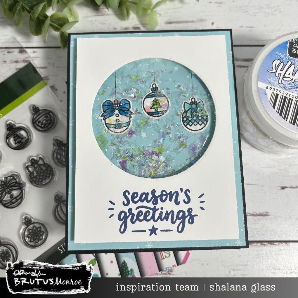 Brutus Monroe Snow Crystal Shaker Fill bru0082 hanging ornaments snowflakes season's greetings card shalana glass