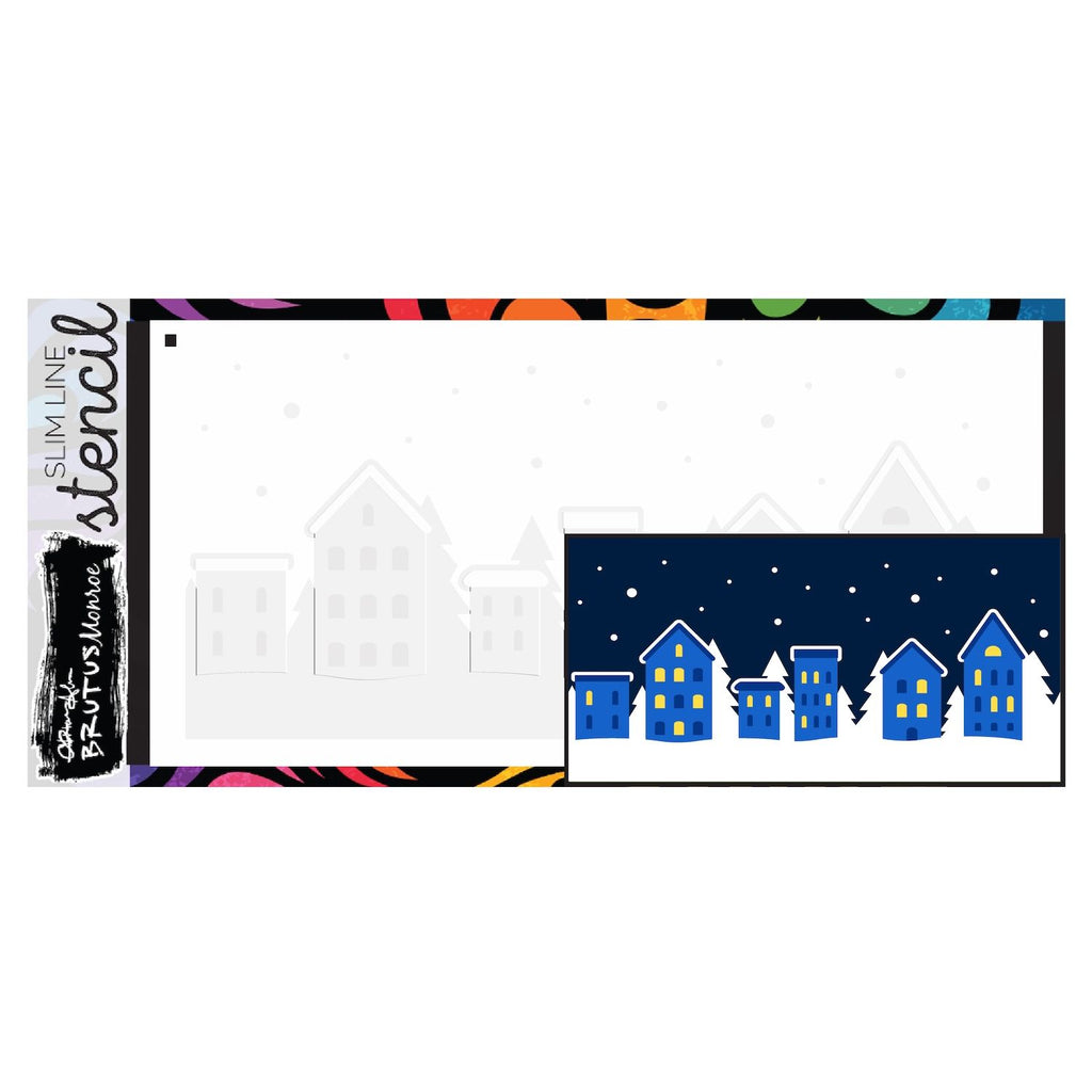 Brutus Monroe Snowy Night Slimline Layering Stencils bru1479
