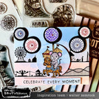 Brutus Monroe Sparkle and Celebrate Clear Stamp Set bru0840 mouse on horse fireworks fair rides celebrate every moment card walter zemrock