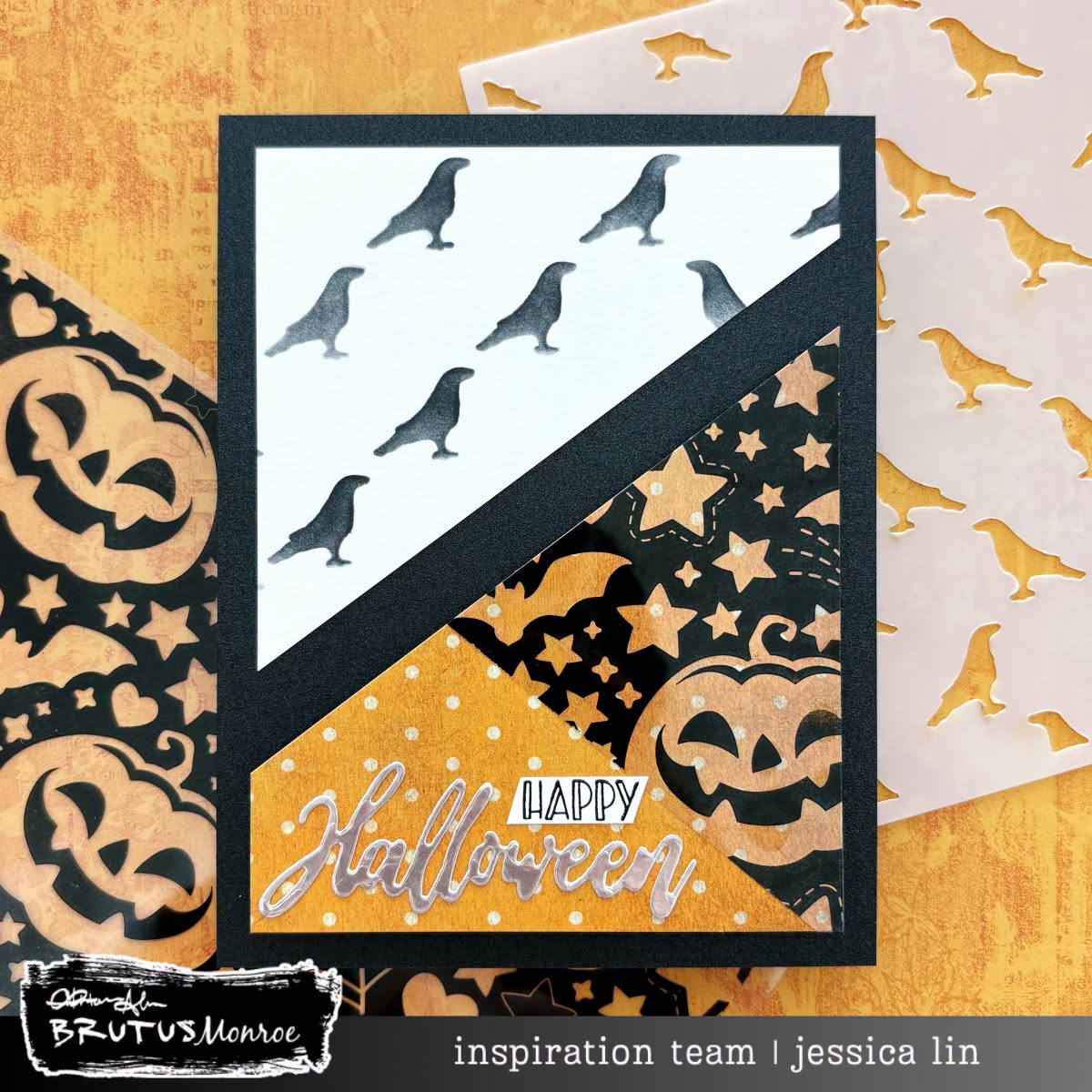 Brutus Monroe Spooky Season Acetate Sheets bru9957-2 pumpkins crows happy halloween card jessica lin