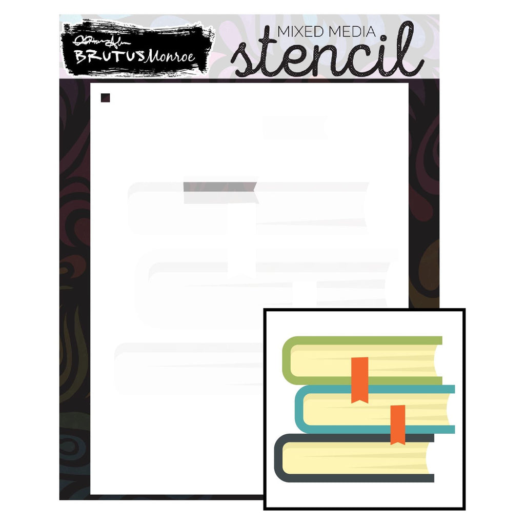 Brutus Monroe Stacked Books A2 Layering Stencils bru8725-2