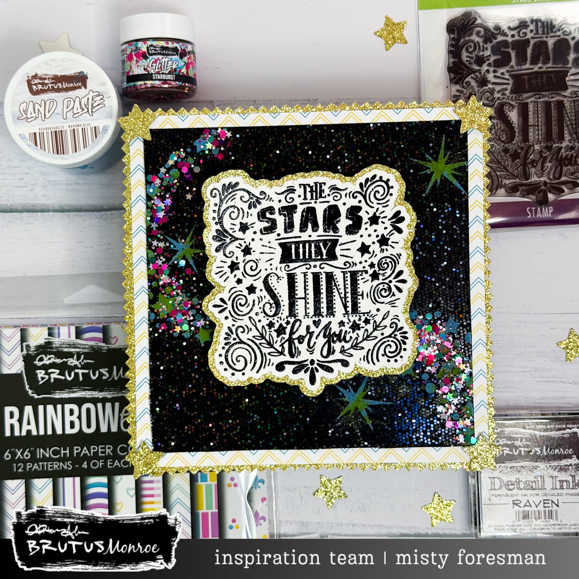 Brutus Monroe Stars Shine Clear Stamp bru1882 stars