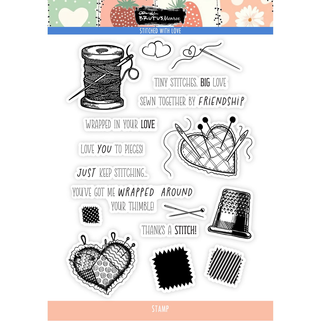 Brutus Monroe Stitched with Love Clear Stamps bru3024