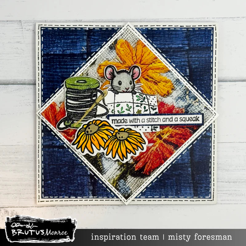 Brutus Monroe Stitched with Love Clear Stamps bru3024 mouse