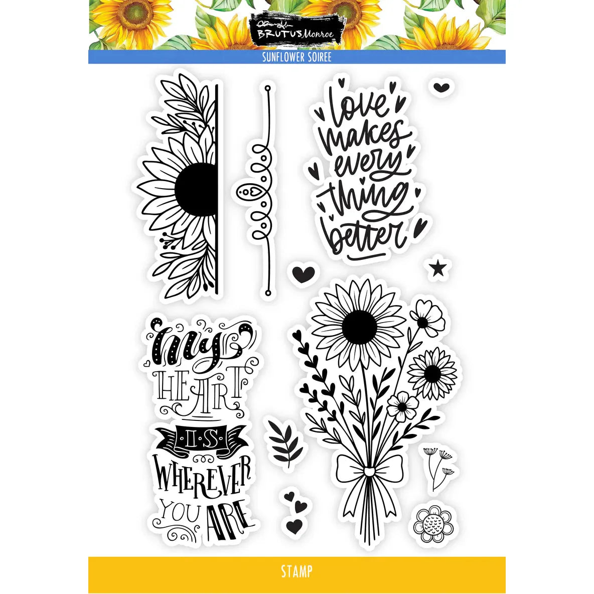 Brutus Monroe Sunflower Soiree Clear Stamp Set bru0538