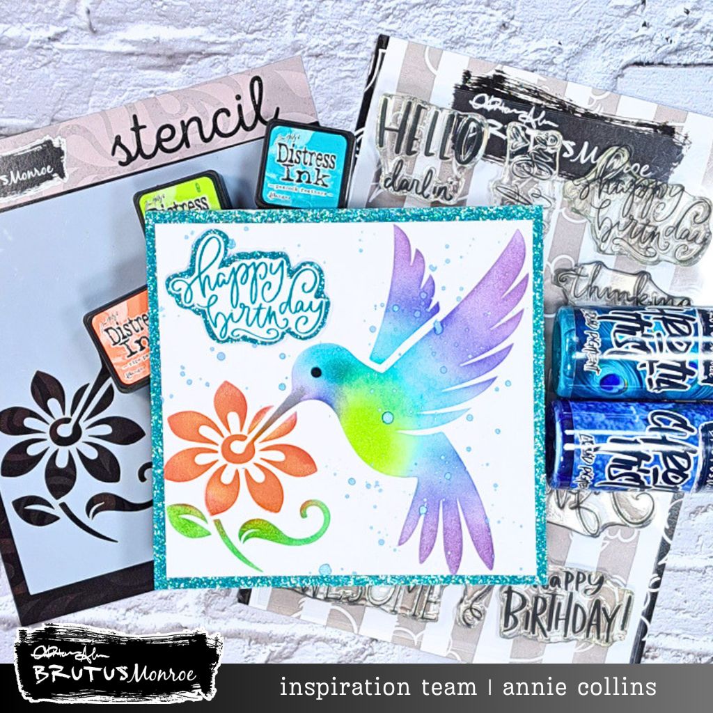 Brutus Monroe Sweet Nectar Mixed Media Stencil bru1672-2 happy birthday