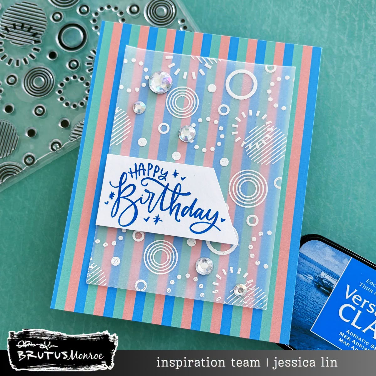Brutus Monroe Theme Park 6x6 Paper Pad bru5641 striped background jewels birthday card jessica lin