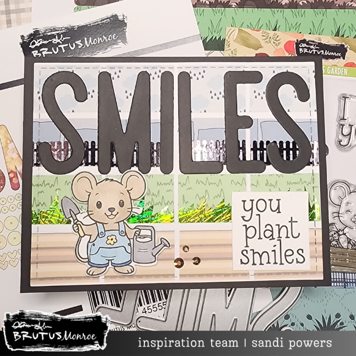 Brutus Monroe Theodore's Garden Clear Stamps bru2690 plant smiles